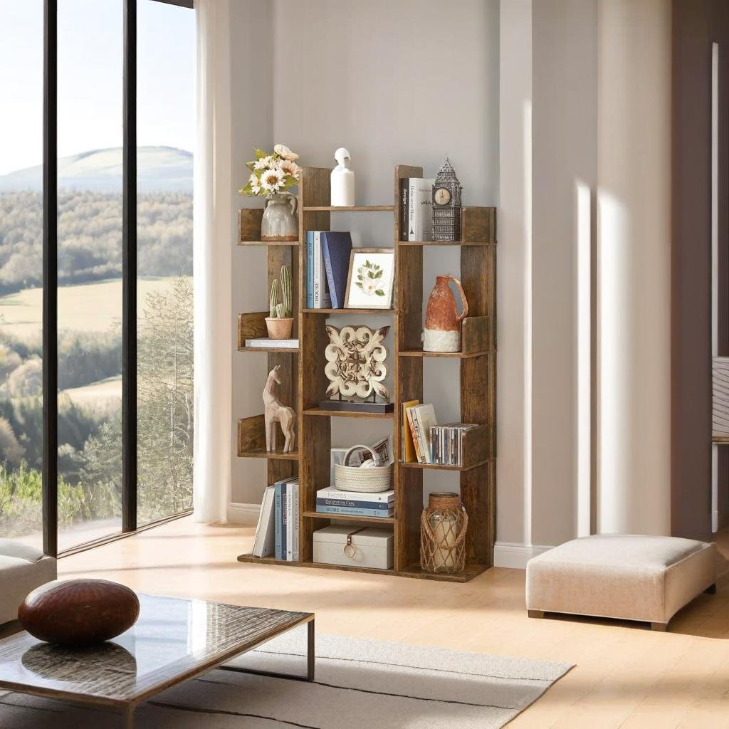 Tree Shaped Bookcase with 13 Storage Shelves