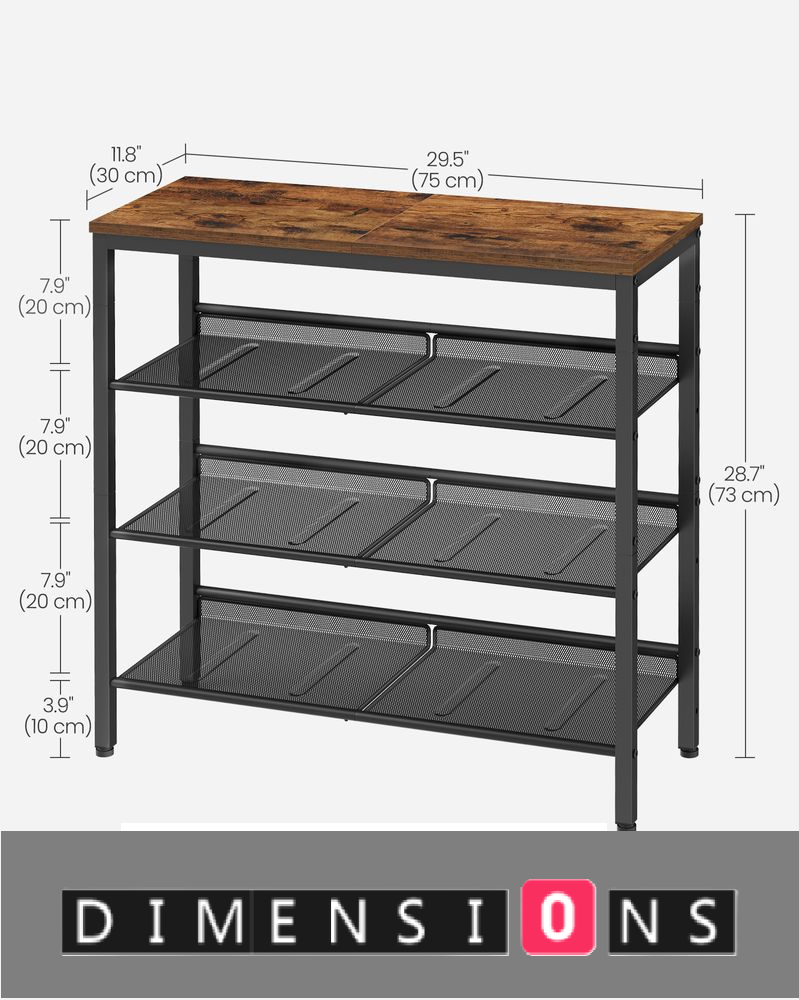 4-Tier Metal Shoe Rack with Adjustable Mesh Shelves