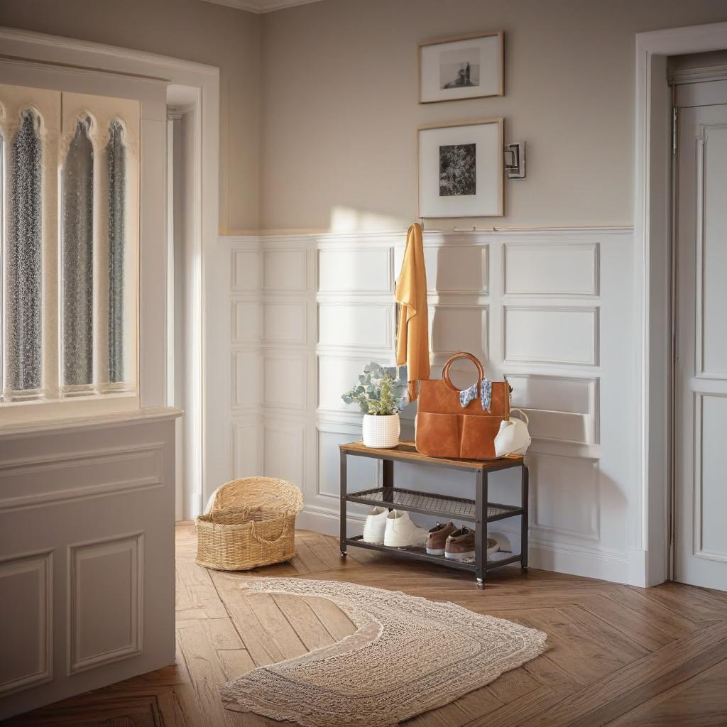 Industrial Style Shoe Bench with 2 Shelves and Steel Structure