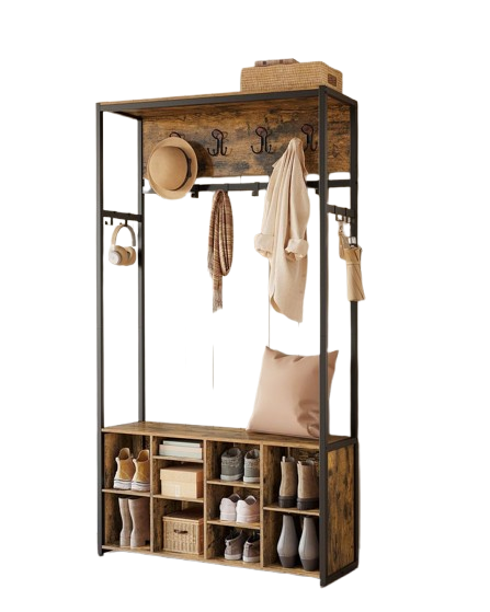 Entryway Hall Tree with Bench and Storage