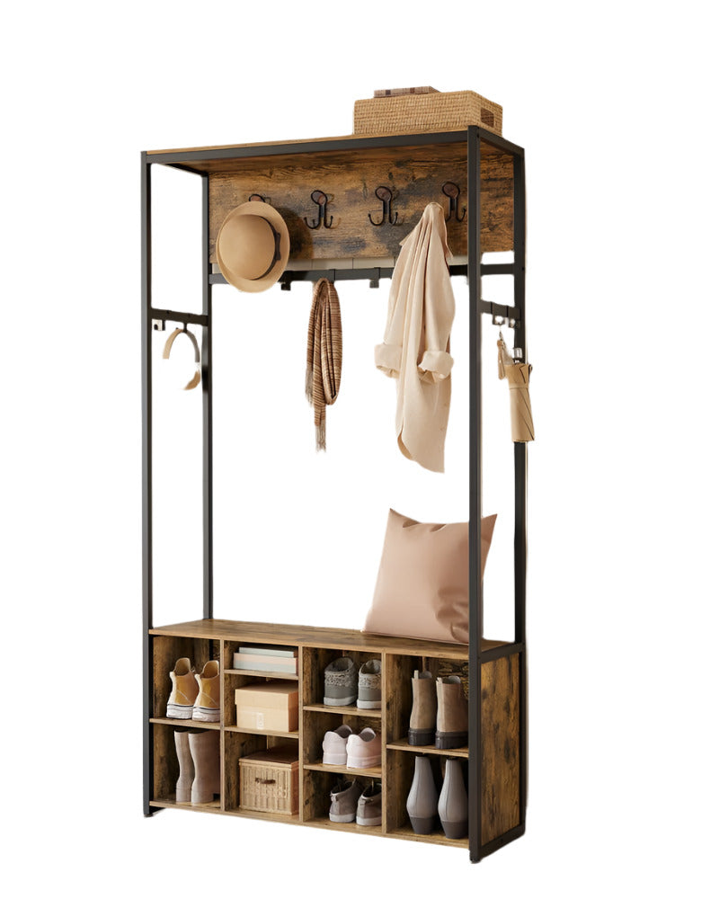 Entryway Hall Tree with Bench and Storage