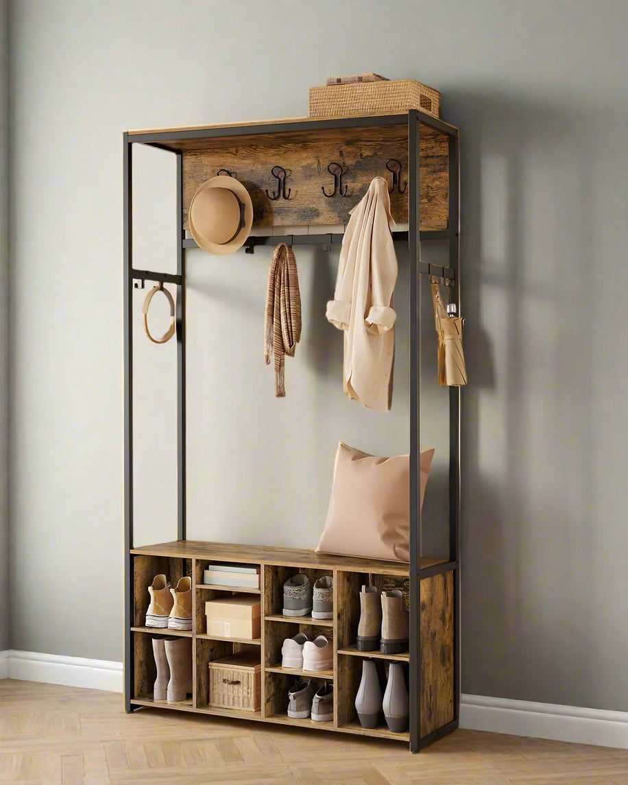 Entryway Hall Tree with Bench and Storage