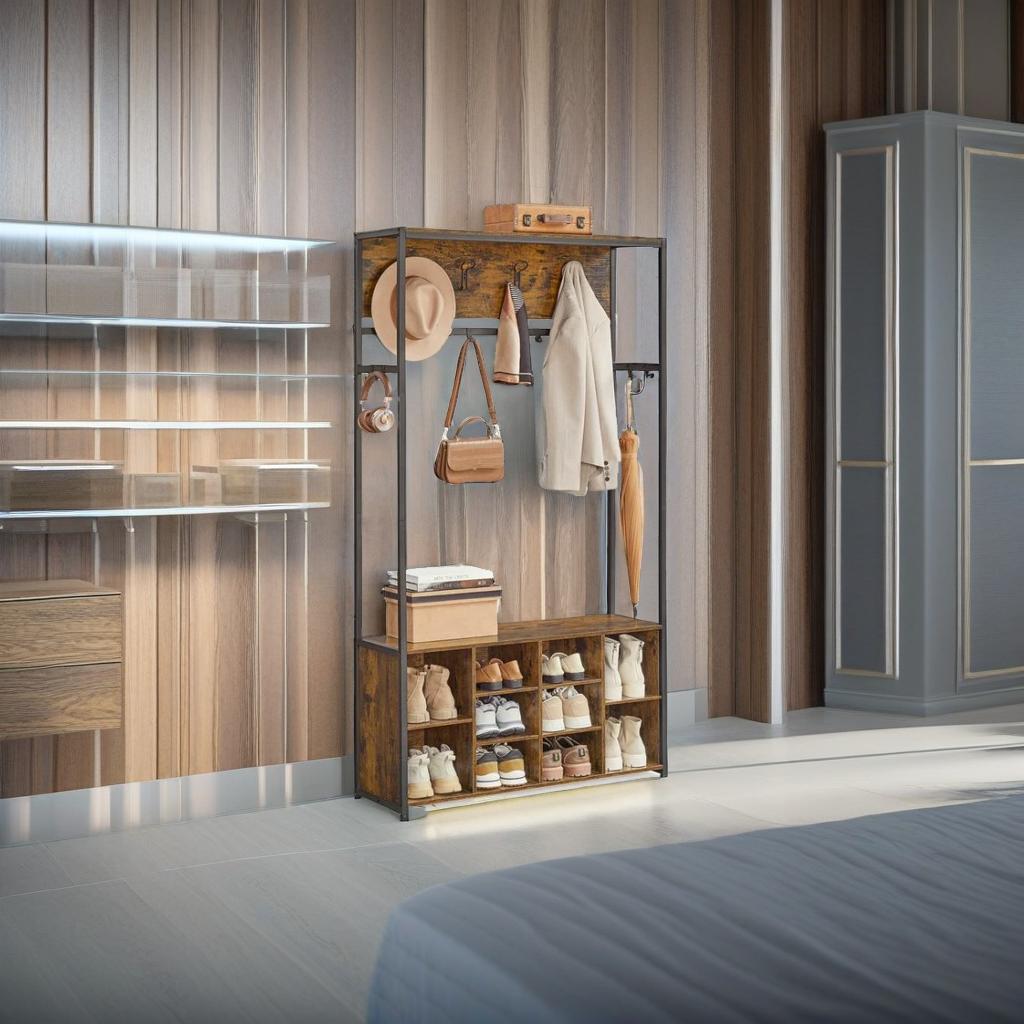 Entryway Hall Tree with Bench and Storage