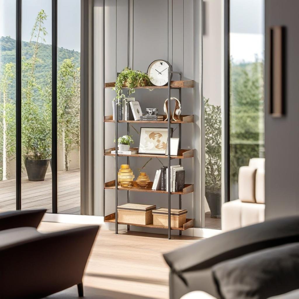 Industrial 5 Tier Bookcase Shelving
