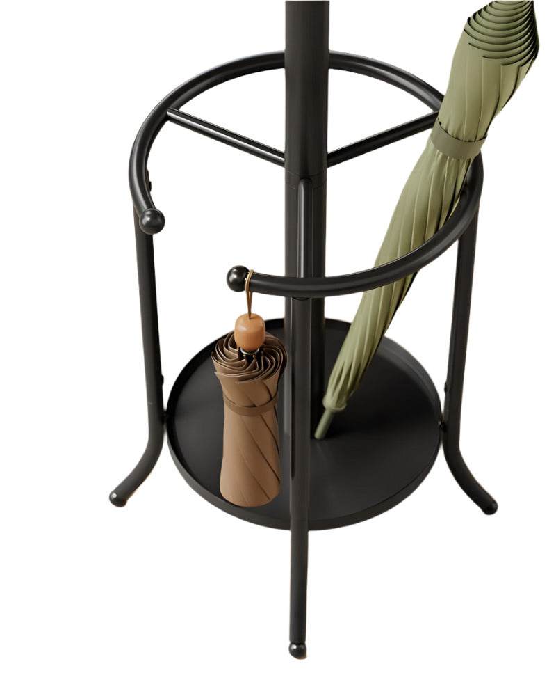 Elegant Freestanding Coat Stand with Umbrella Storage – Black
