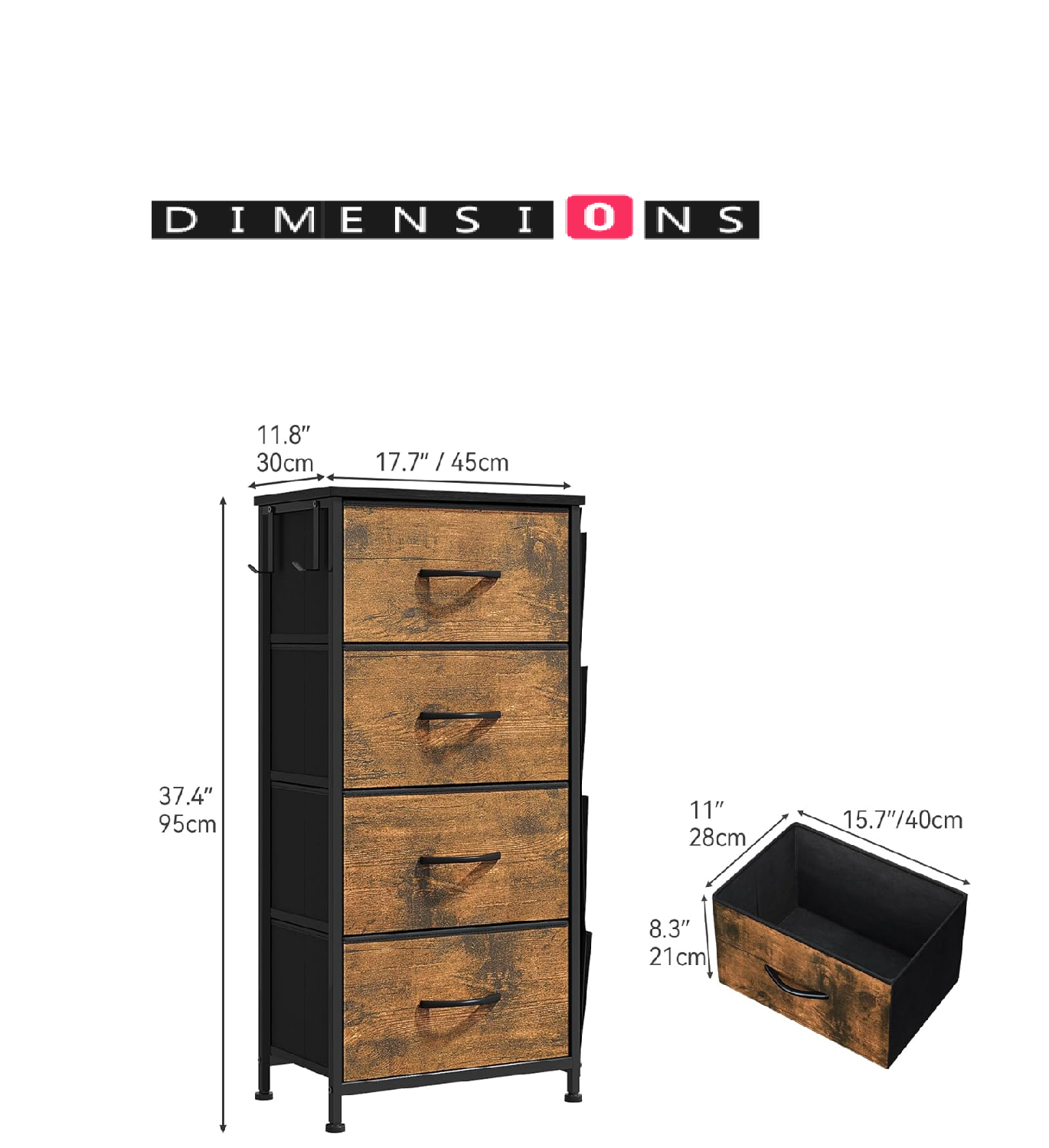 4-Drawer Fabric Storage Organizer with Metal Frame and Wooden Top