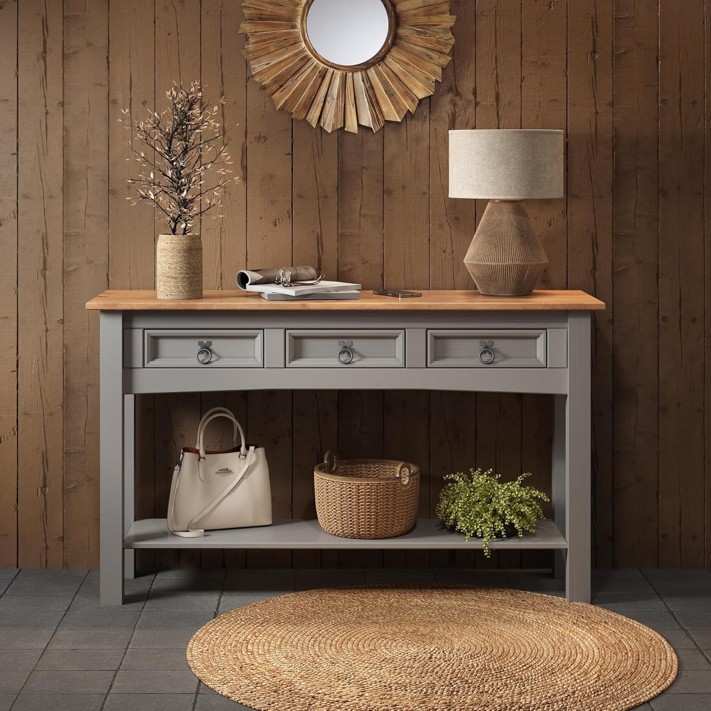 grey pine console table