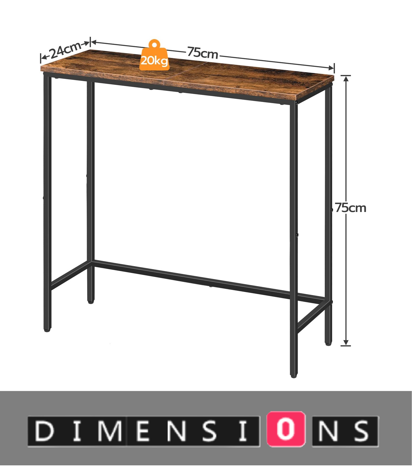 Slim Console Table Metal Frame Display Table for Hallway Small Spaces