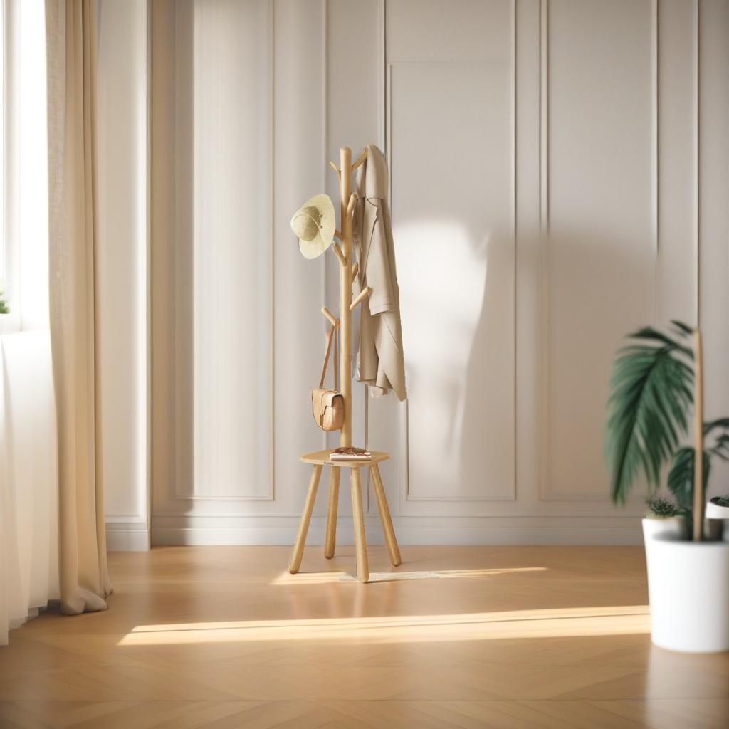 Coat Rack Stand Hall Tree with 8 Hooks and Storage Shelf