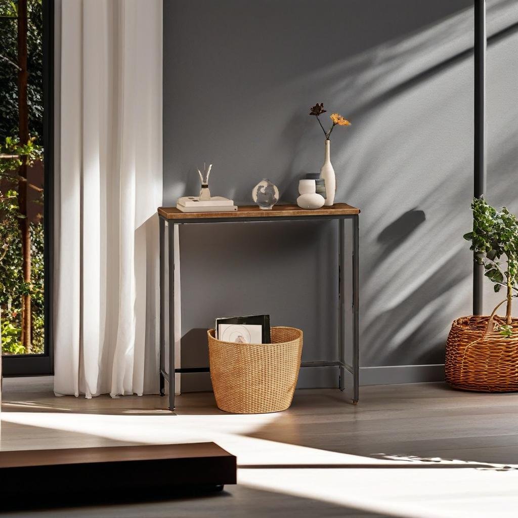 Slim Console Table Metal Frame Display Table for Hallway Small Spaces