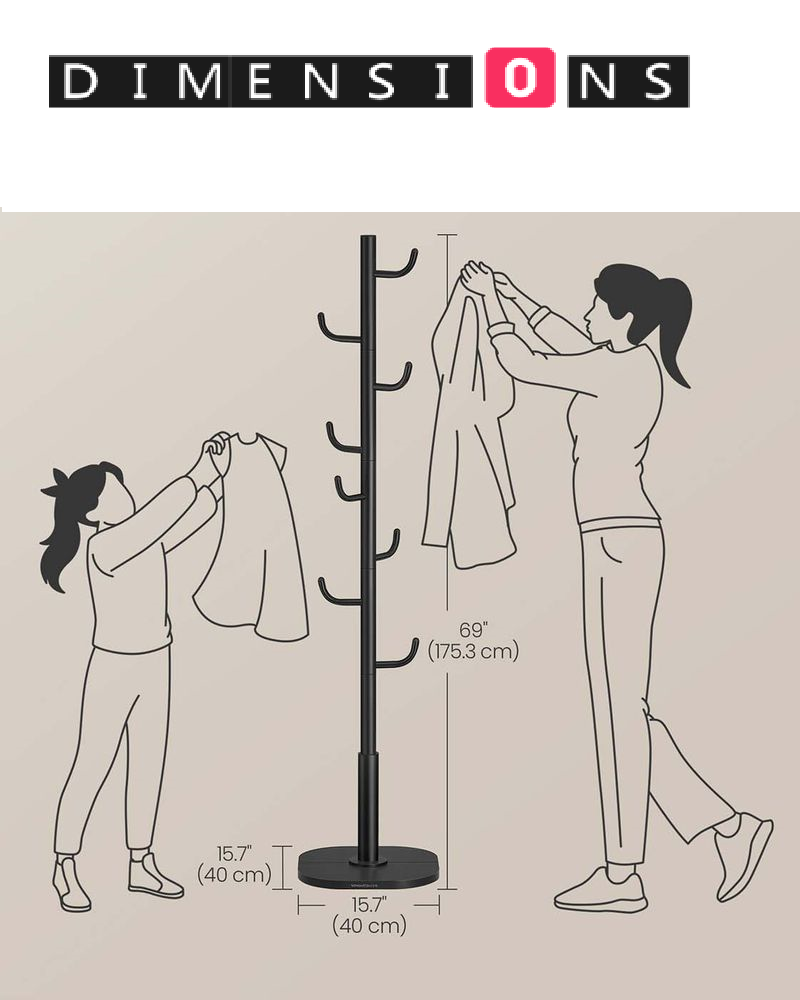 Tall Cactus-Shaped Coat Rack – 8 Sturdy Hooks for Coats