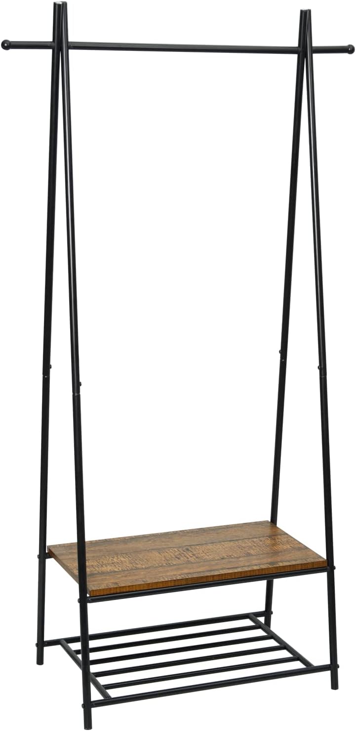 Industrial Coat Rack with Shoe Storage – Freestanding Clothes Stand with Hat Hooks