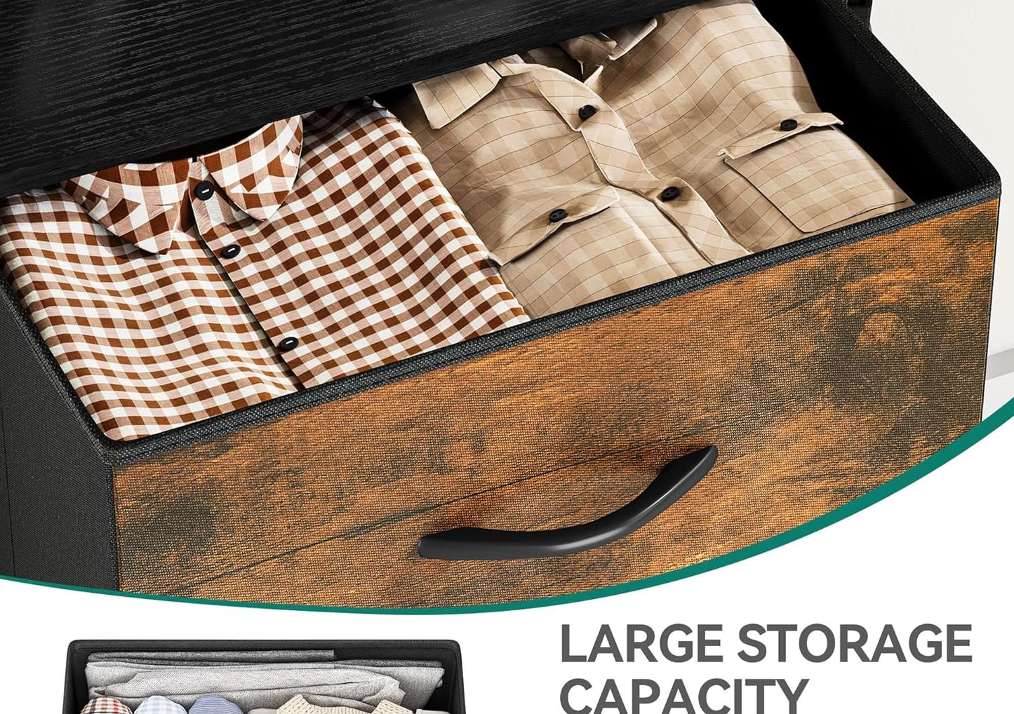 4-Drawer Fabric Storage Organizer with Metal Frame and Wooden Top