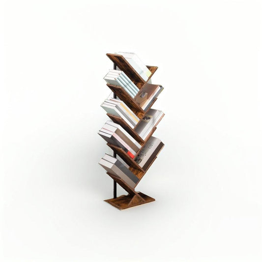 9-Tier Tree Bookshelf - Tall Floor Standing Bookcase