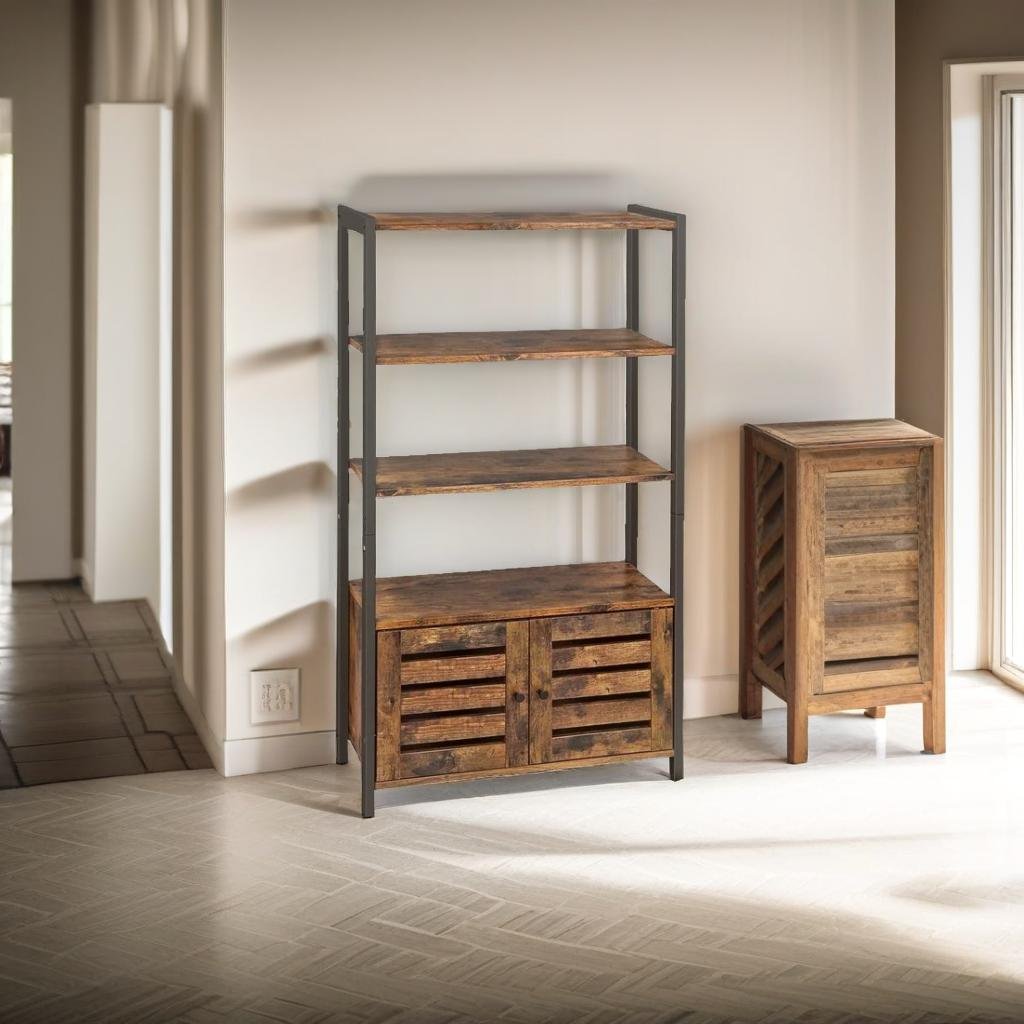 Rustic Brown Cabinet with Double Shutter Doors