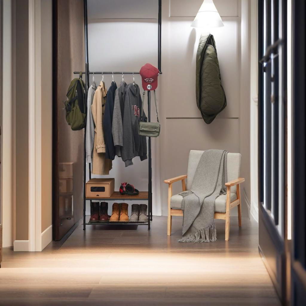 Industrial Coat Rack with Shoe Storage – Freestanding Clothes Stand with Hat Hooks