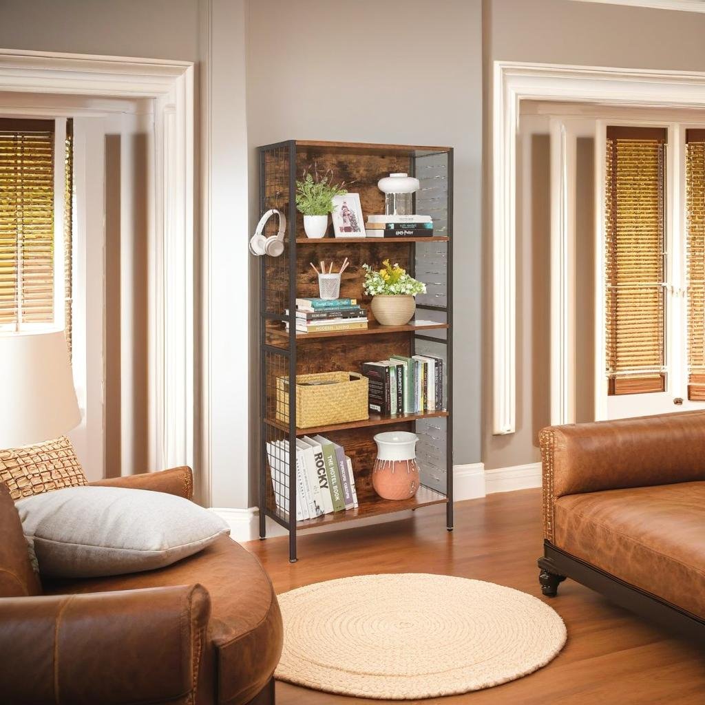 4-Tier Bookcase with Metal Frame