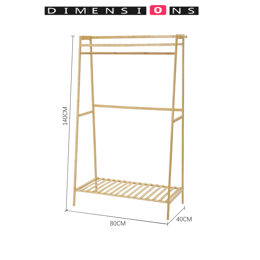 Heavy Duty Bamboo Clothes Rail and Wardrobe