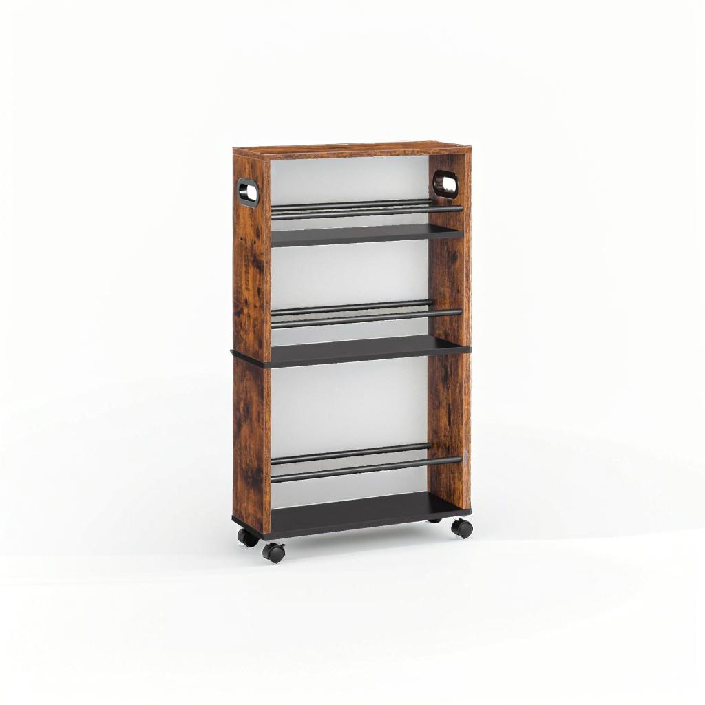 Slim 4-Tier Rolling Kitchen Trolley with Lockable Wheels – Narrow Utility Cart for Small Spaces