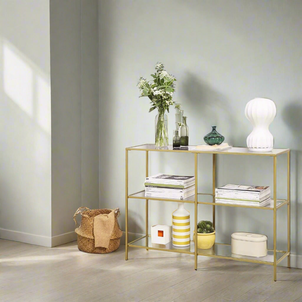 modern glass golden glass table