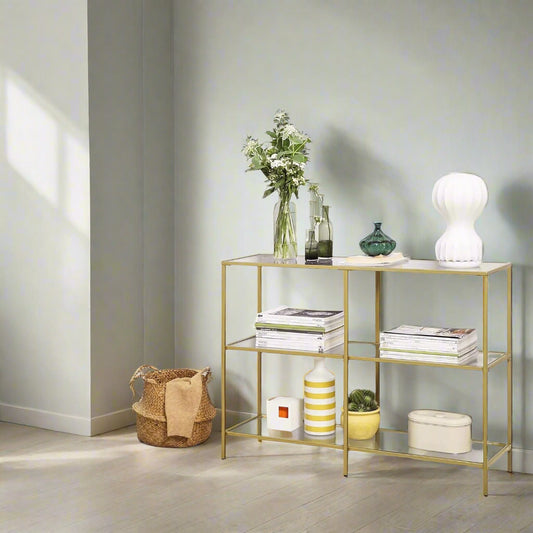 modern glass golden glass table