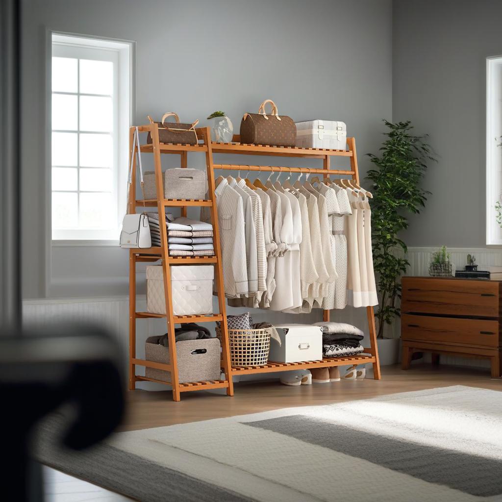 Heavy Duty Wooden Clothes Rail - Natural