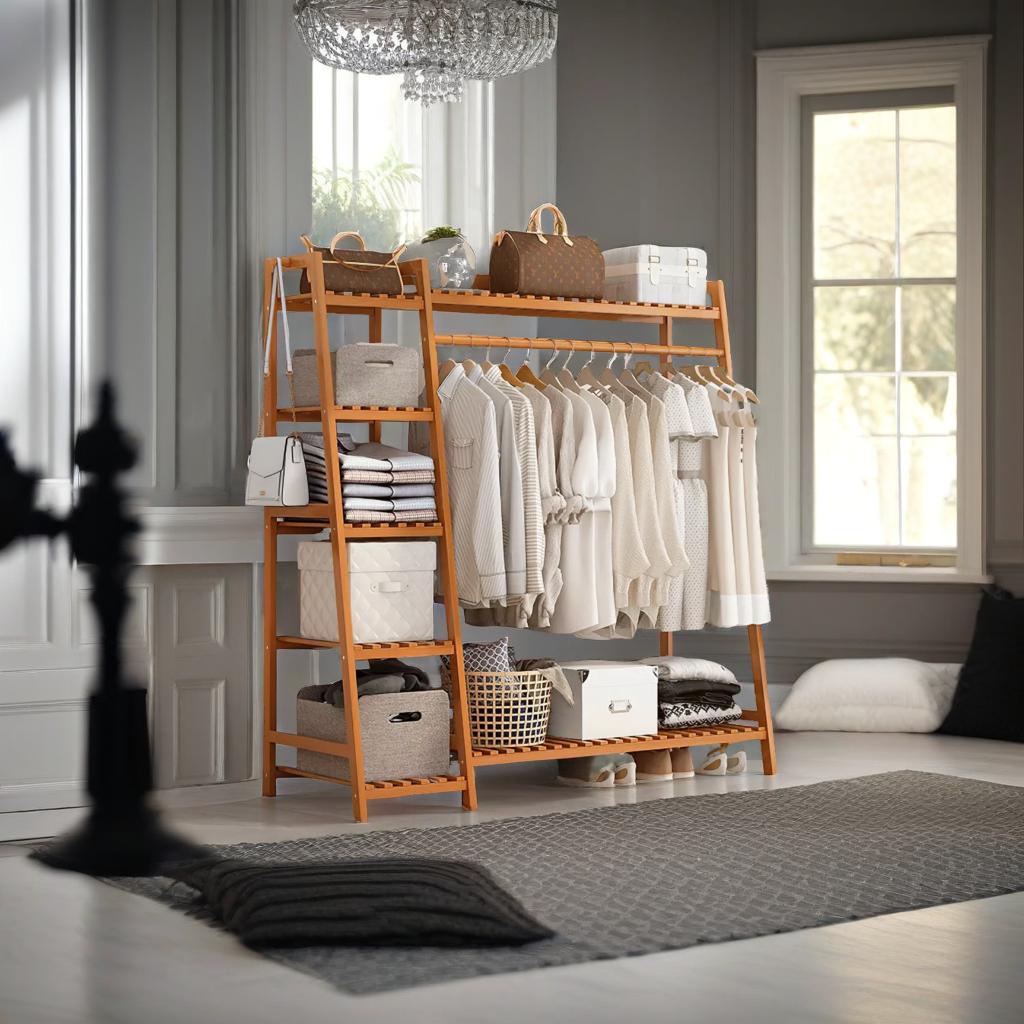 Heavy Duty Wooden Clothes Rail - Natural