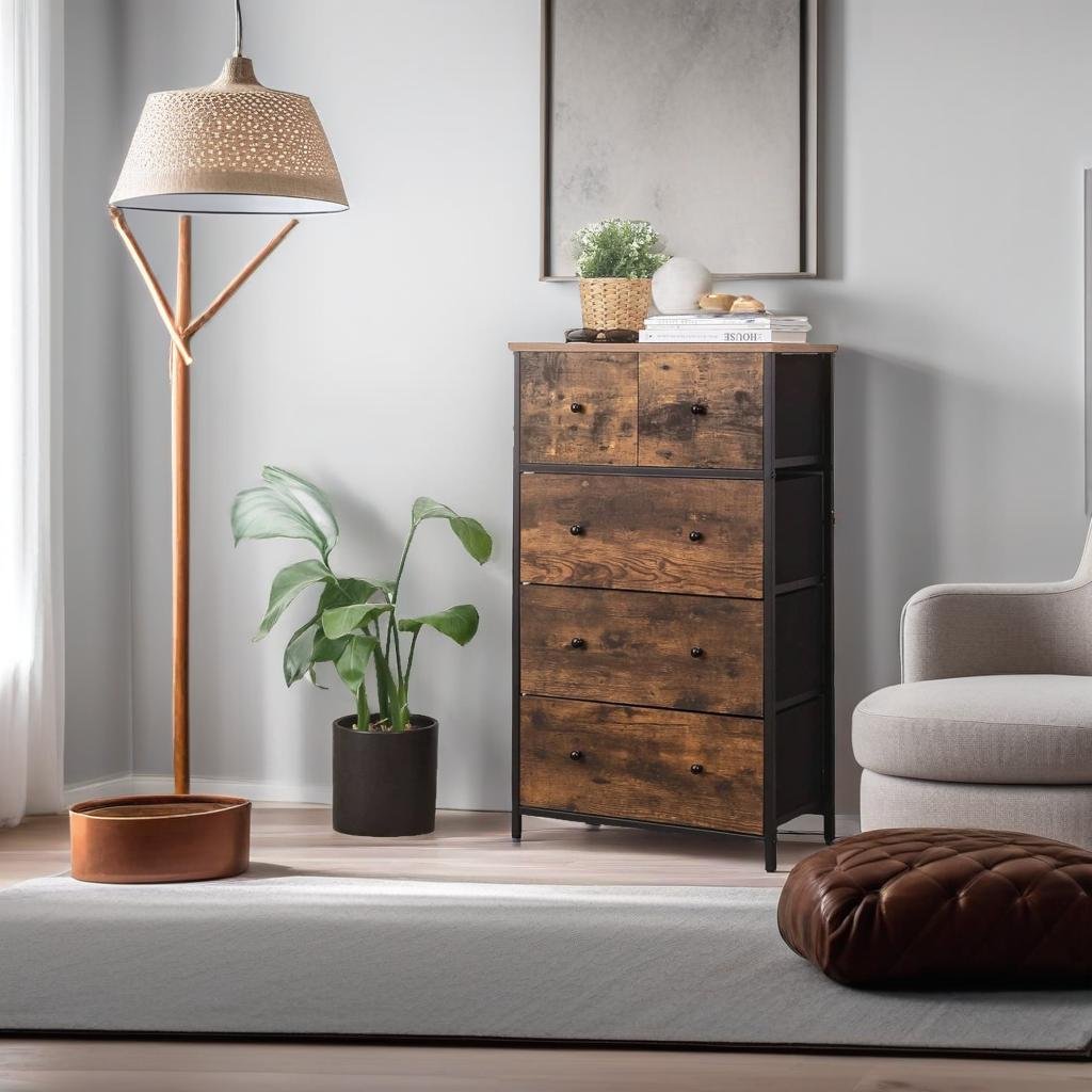 Fabric Chest of Drawers with 5 Storage Compartments