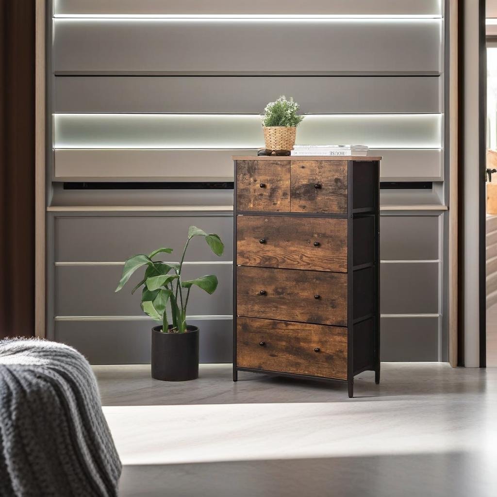 Fabric Chest of Drawers with 5 Storage Compartments