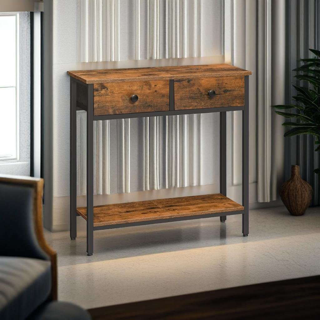 rustic console table with drawers