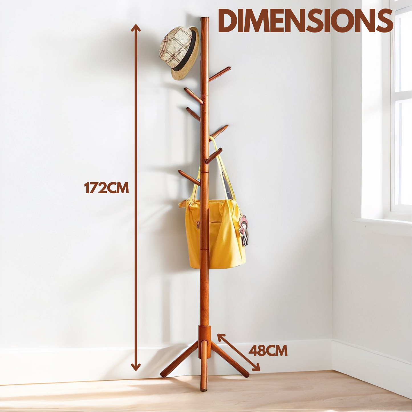 8 Hook Floor Standing Coat Stand