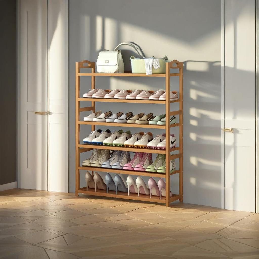 6-Tier Tall Wooden Shoe Rack – Home Storage for Footwear