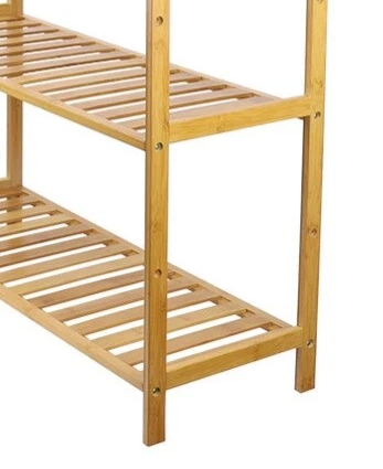 4 Tier Bamboo Plant Stand Ladder with Adjustable Shelves, Corner Storage Shelf, 67x25x99 cm
