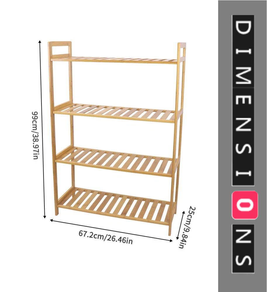 4 Tier Bamboo Plant Stand Ladder with Adjustable Shelves, Corner Storage Shelf, 67x25x99 cm