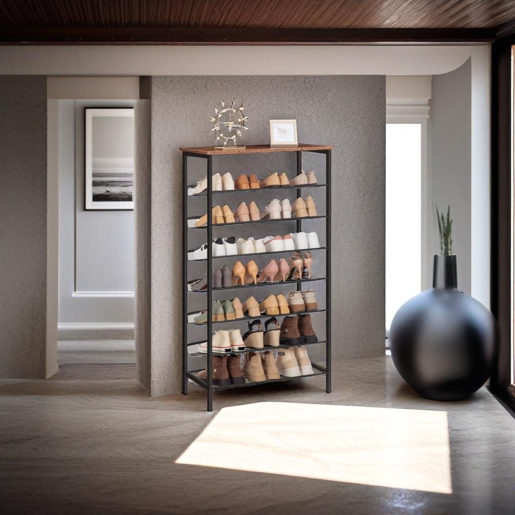 Large Capacity Shoe Rack Tall Shoe Storage Shelf for 21 to 28 Pairs