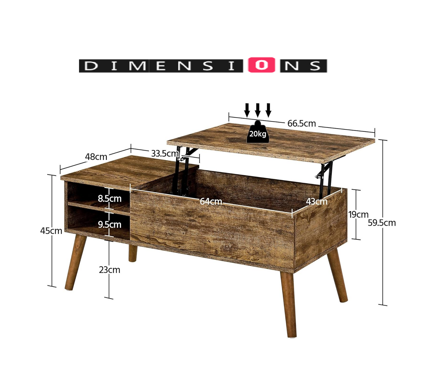 Industrial Coffee Table with Hidden Storage