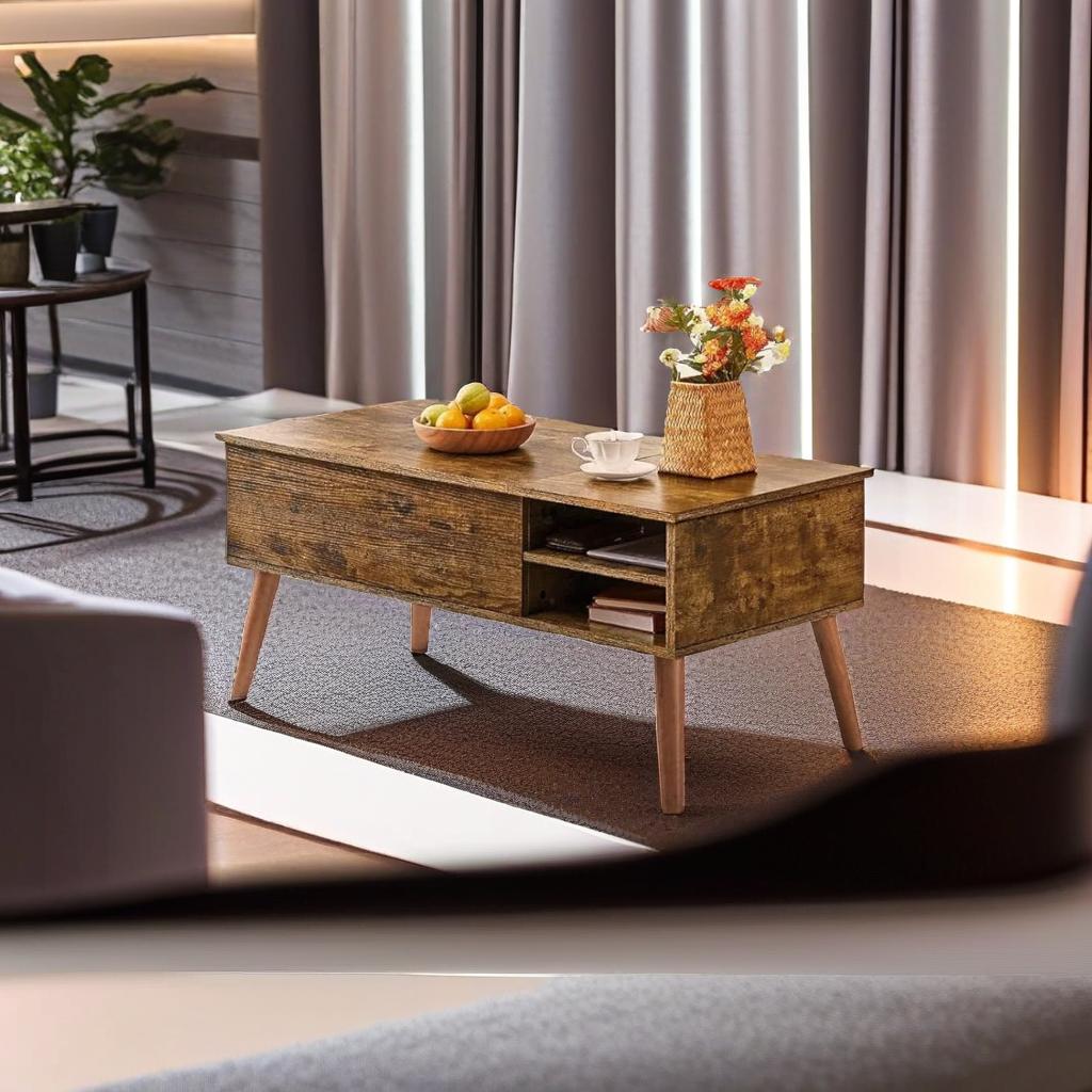 Industrial Coffee Table with Hidden Storage