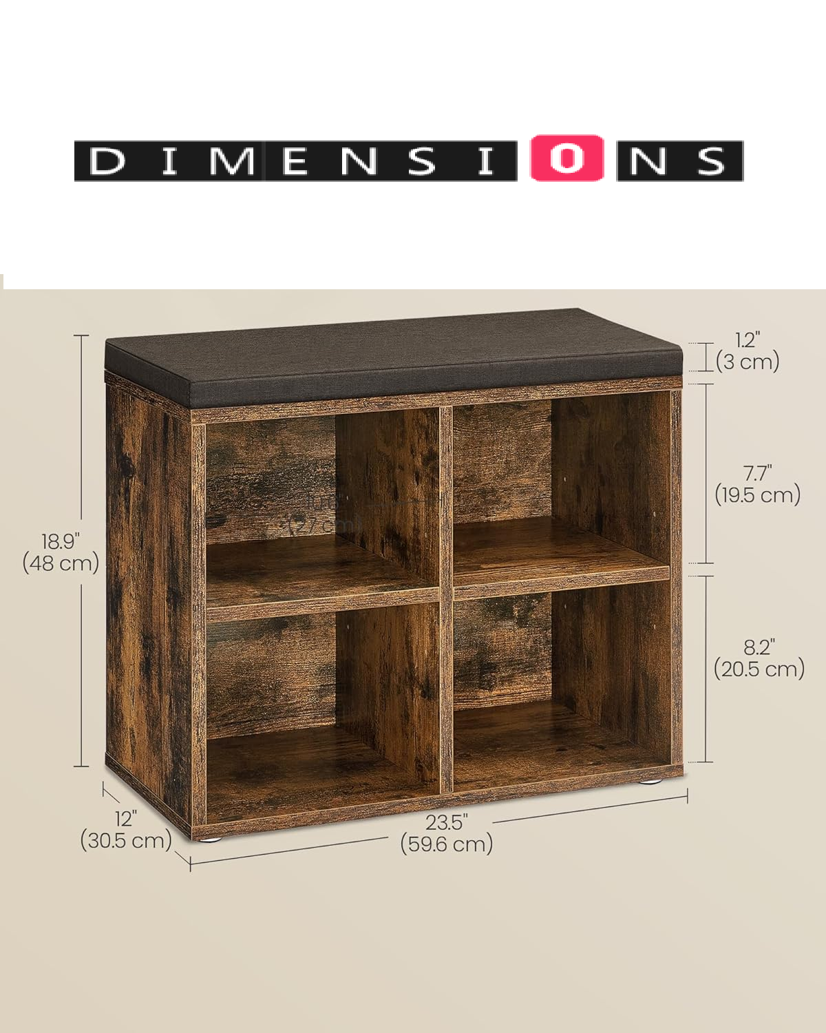 Entryway Shoe Storage Bench with Cushion