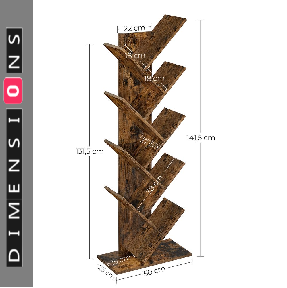 8-Tier Tree Bookshelf Free-standing