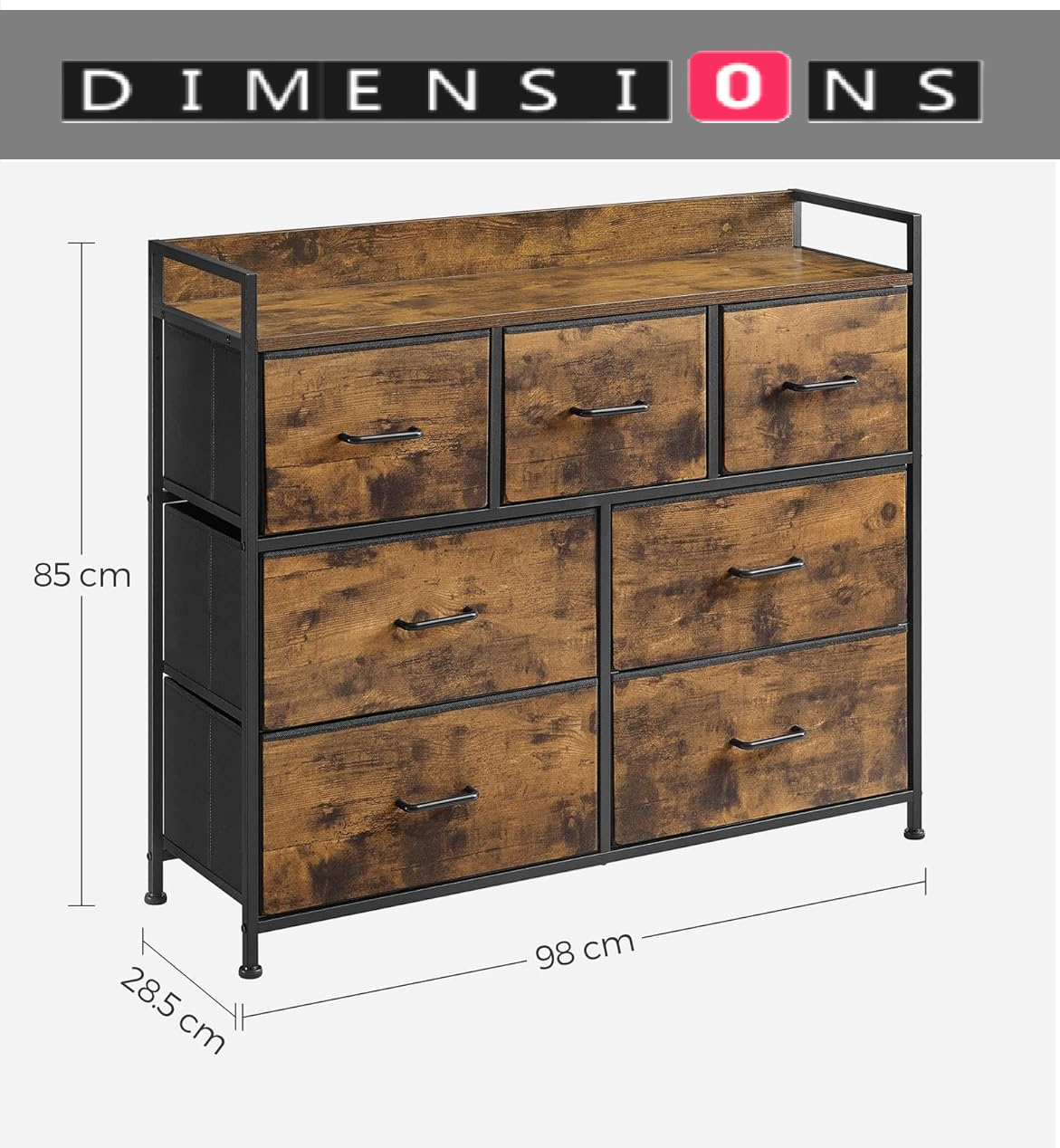 Chest of Drawers - Cabinet with 7 Fabric Drawers