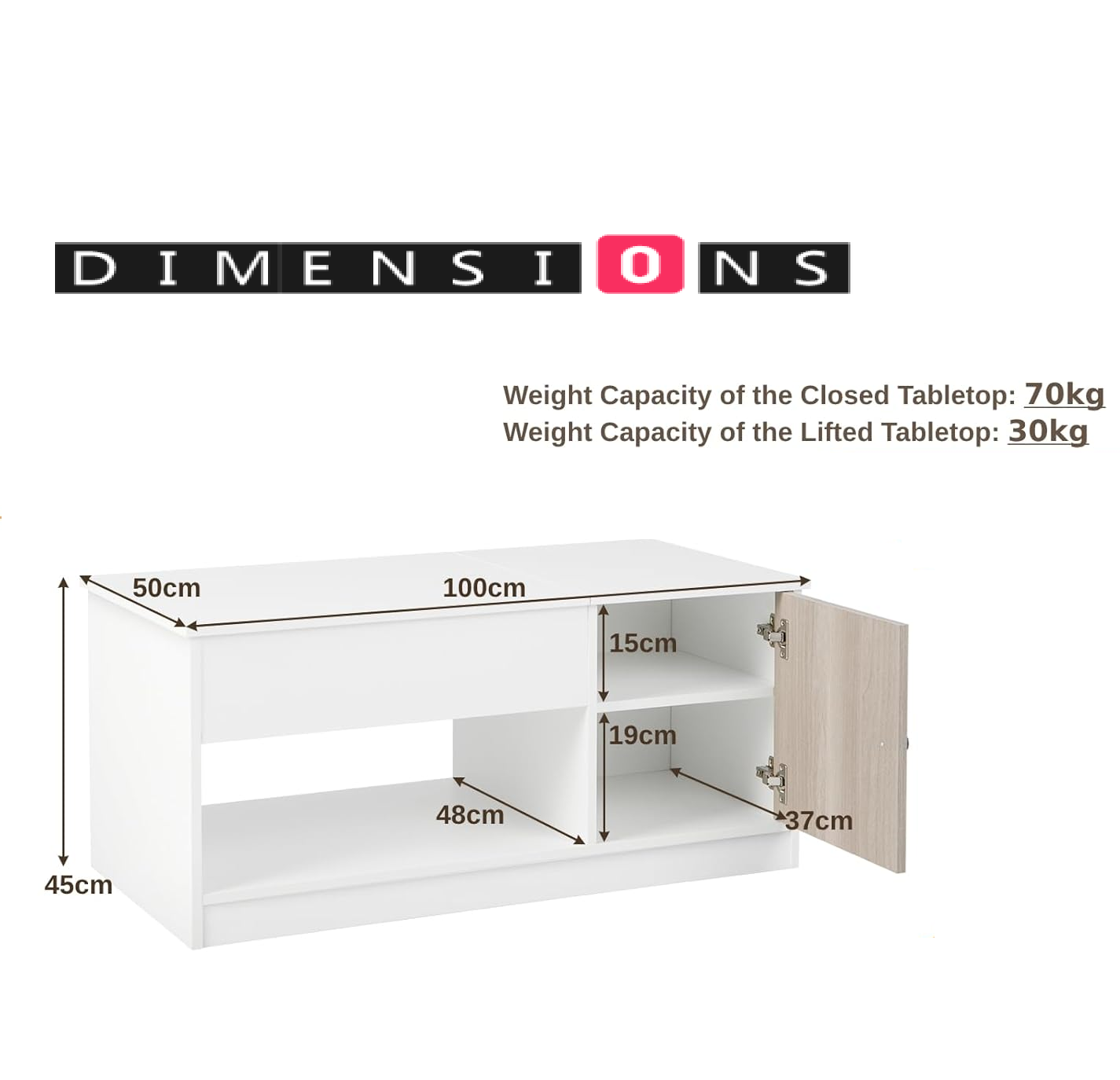 Lift Top Coffee Table with Storage – Wooden Centre Table