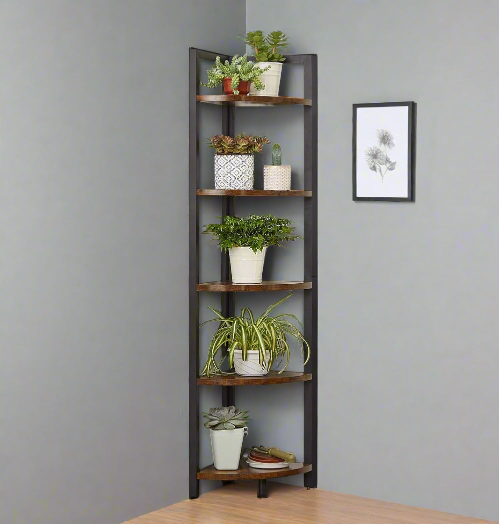 Industrial Style 5-Tier Freestanding Corner Shelf