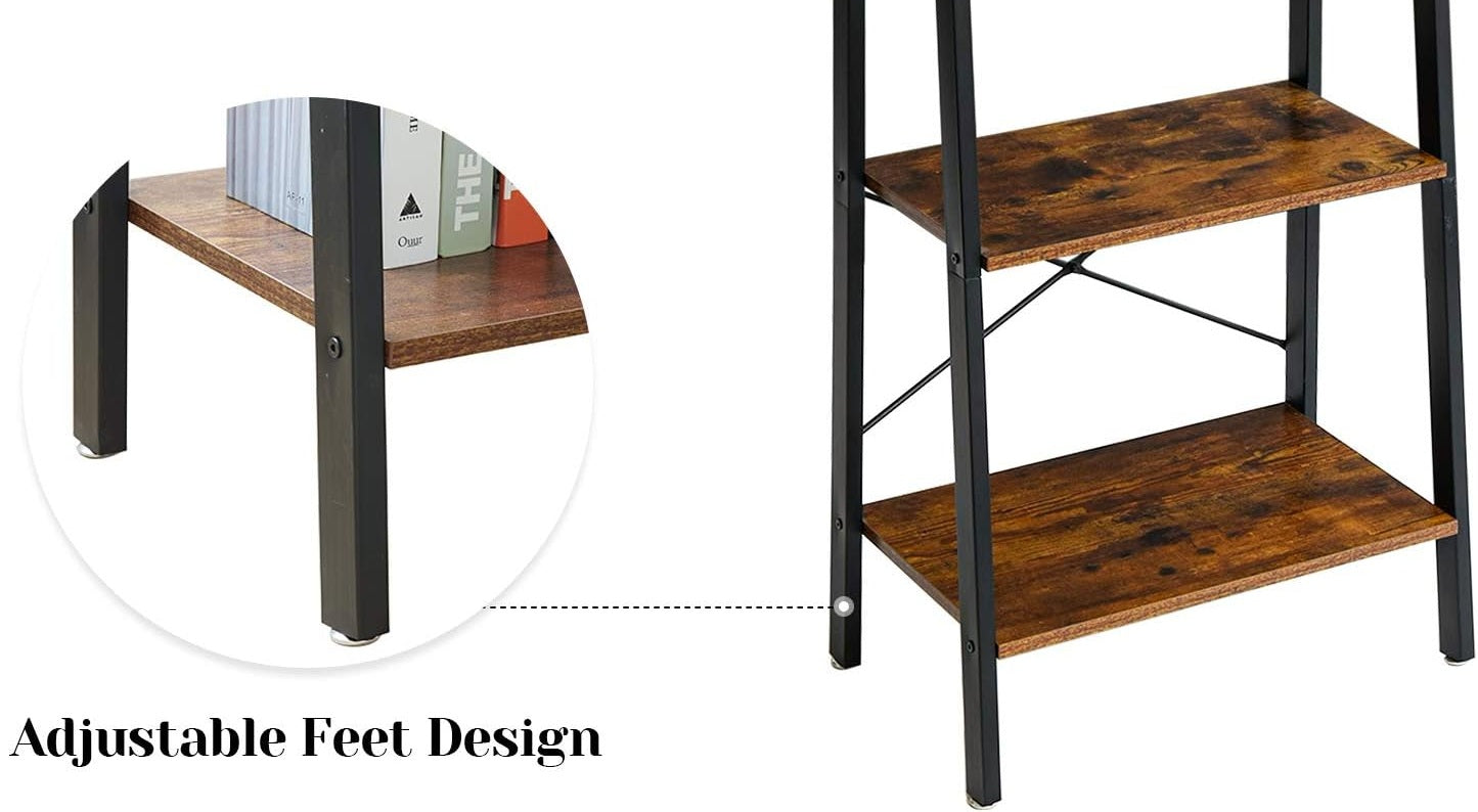 4-Tier Ladder Shelf - Industrial Bookshelf