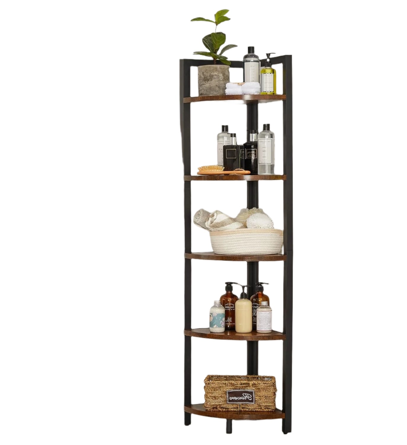 Industrial Style 5-Tier Freestanding Corner Shelf