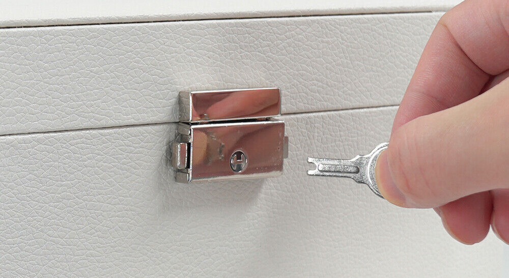 2 Layer Jewellery Box Organizer Lockable Rings Necklaces Jewellery Storage Case