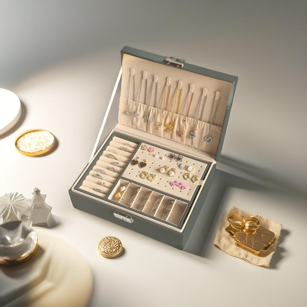 2 Layer Jewellery Box Organizer Lockable Rings Necklaces Jewellery Storage Case