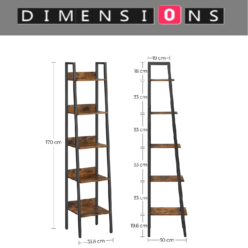 5 Tier Narrow Ladder Shelf