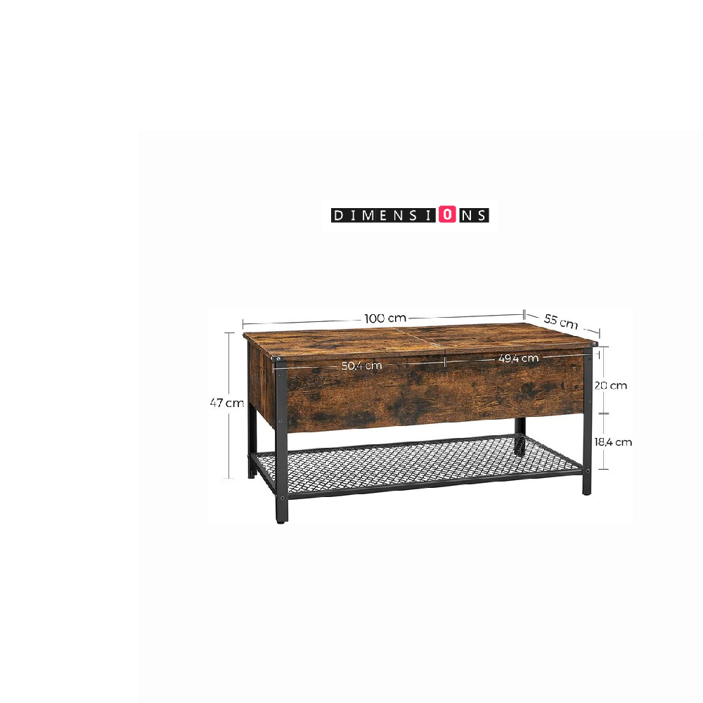 Industrial Coffee Table with Storage Compartment