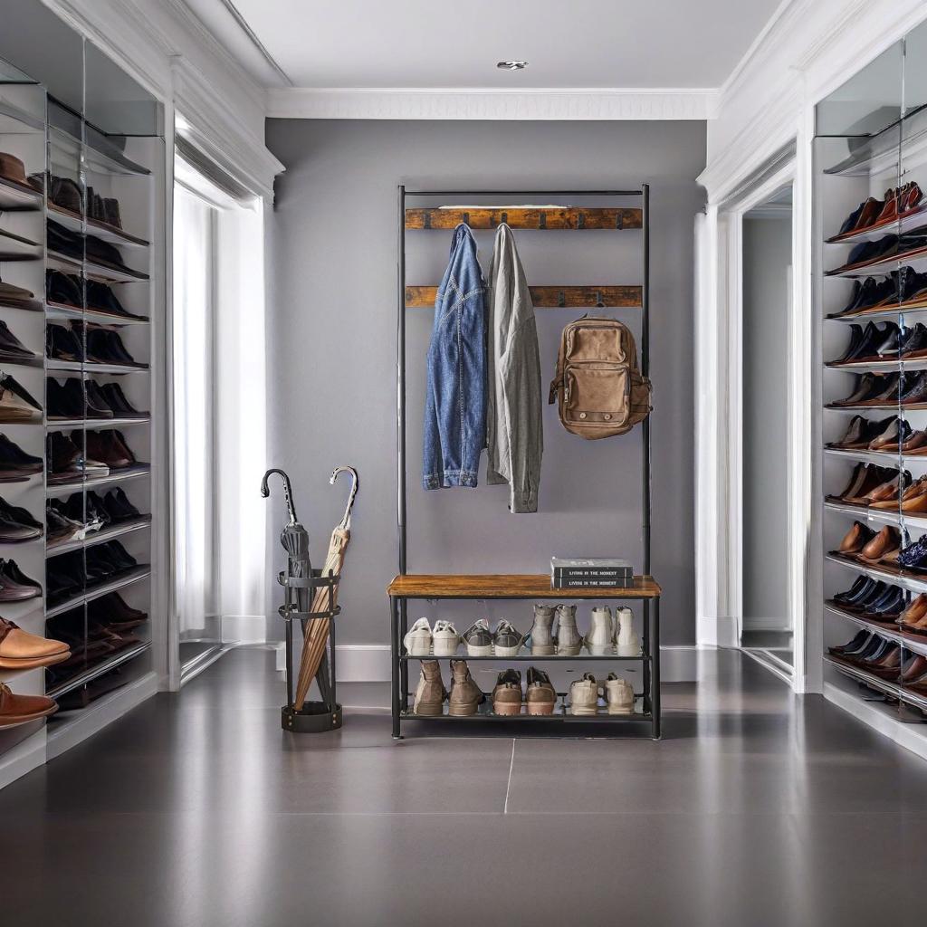 Coat Rack with Shoe Storage Bench with Steel Frame