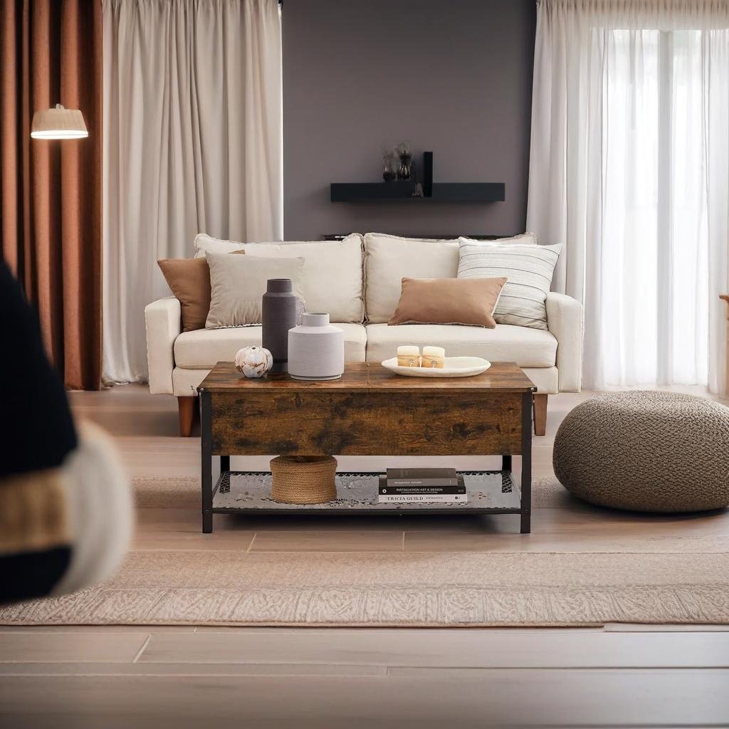 Industrial Coffee Table with Storage Compartment